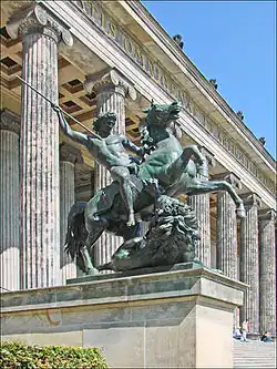 Löwenkämpfer in front of the museum building, 2011