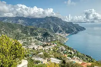 Amalfi Coast, Italy, attracts international tourists of all classes annually[28] and is listed as a UNESCO World Heritage Site.[29]