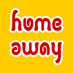 "Home / Away", 180° rotational hetero-ambigram by Basile Morin.