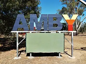 Sign located at the entrance to Amby