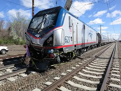 Photograph of train locomotive involved in the accident