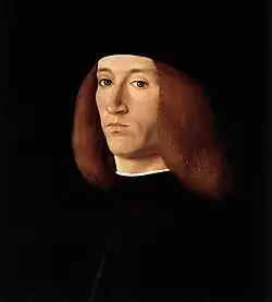 Portrait of a Young Man, after 1490 - Oil on panel; H. 31&nbsp;cm, W. 28&nbsp;cm, Thyssen-Bornemisza Museum