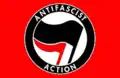 The red flag of its American counterpart, Antifascist Action