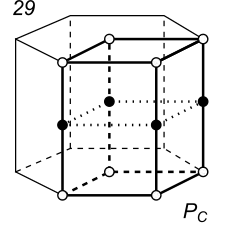 Black-white (antisymmetric) 3D Bravais Lattice number 29 (Hexagonal system)