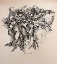 Ink drawing "Togetherness" created in 1990