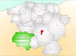 Map showing Araç District (green) in Kastamonu Province