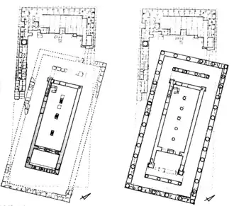 Plan of 2 phases of archaic temple of Marasà c. 7th–6th century BC.