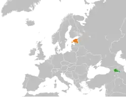 Map indicating locations of Armenia and Estonia