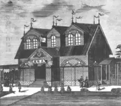 An engraving of the Art Gallery for the first National Industrial Exhibition (1877)