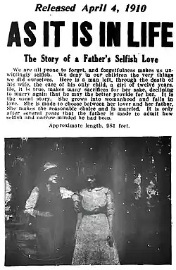 Poster for As It Is in Life showing a man and a girl by a pigeon coop