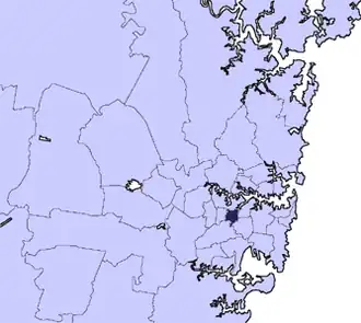 Location in Metropolitan Sydney, 1871–2016
