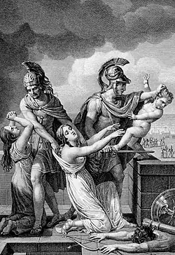 Maeglin's failed attempt to throw Eärendil from the city walls contrasts with Euripides' account of the throwing of the young Astyanax from the walls of Troy.[5]