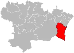 Situation of the canton of Les Corbières Méditerranée in the department of Aude