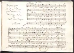 First page of an autographed manuscript of the "Responsiri per la settimana Santa" of 1780, preserved at the Florence Conservatory.