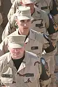 Azerbaijani peacekeepers during a ceremony recognizing their contribution to Operation Iraqi Freedom at Camp Ripper in Al Asad.