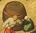 Shouting into a barrel from a hole