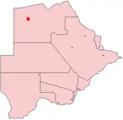 Location of Gumare in Botswana