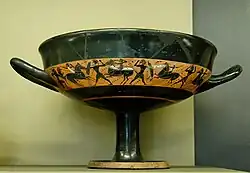 Band cup by an unknown Attic artist, c. 540 BC. Louvre.