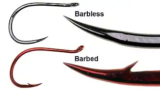 Fish hooks are pointed and often barbed to help catch and tether a fish's mouth