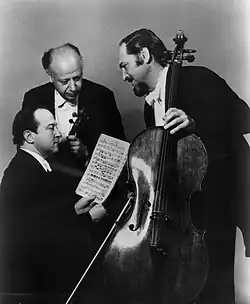 The trio in 1980, Menahem Pressler, Isidore Cohen, Bernard Greenhouse