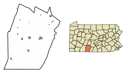 Location of Rainsburg in Bedford County, Pennsylvania.
