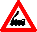 A43: Railroad crossing ahead without gates or barriers