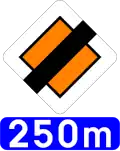 B13: End of priority road in 250 metres