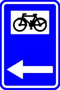 F34b2: Direction sign (for cyclists, horse riders and pedestrians)