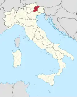 Location of the province of Belluno in Italy