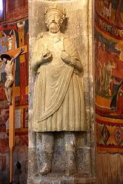 Stucco sculpture of Charlemagne, Saint John Abbey, Müstair, 10th–12th century