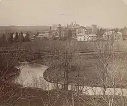 An aerial view of Oneida's home buildings