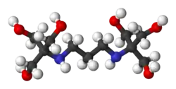 Ball and stick model of bis-tris propane