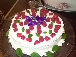 With mint and strawberries