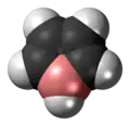 Space-filling model of the borole molecule