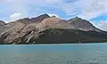 Mount Jimmy Simpson seen from Icefields Parkway at Bow Lake.