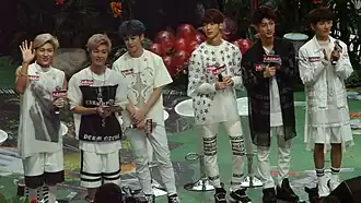 Boyfriend in Hong Kong, 2014 From left to right: Hyunseong, Jeongmin, Donghyun, Youngmin, Kwangmin, Minwoo
