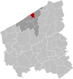 Location of Bredene in West Flanders