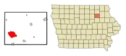 Location of Waverly, Iowa