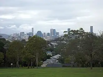 Brisbane central business district seen from Norman Park