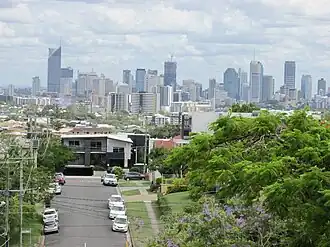 Brisbane Central Business District viewed from Greenslopes, 2017