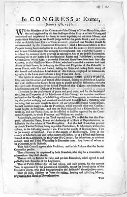 Image 17Broadside statement of Congress of the Colony of New Hampshire, referencing "sudden & abrupt departure" of Royal Governor John Wentworth, January 1776 (from History of New Hampshire)