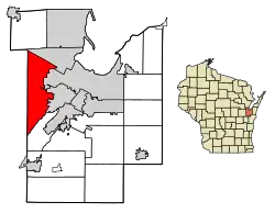 Location of Hobart in Brown County, Wisconsin.