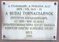 Attila út 43. Memory of the Budai Tornacsarnok (Horváth-kert)