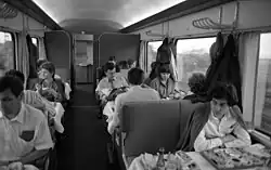 In the dining car, 1988