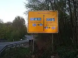 A&nbsp;369 and A&nbsp;36 stickers on a former Bundesstraße sign, April 2019