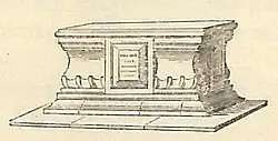 The monument to the Strudwick family and John Bunyan in its original form: an engraving of 1849