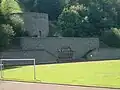 Sports field with sportsmen-relief