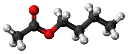 Ball-and-stick model of the butyl acetate molecule