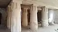 Papyrus shaped stone columns in the tomb of Ramose