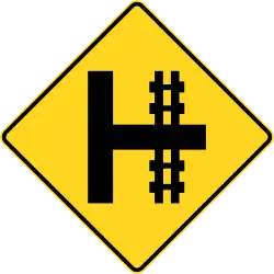 Railway crossing on side road ahead